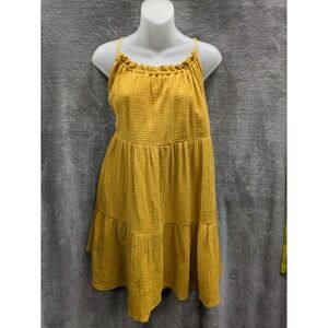 Cottagecore Mini Dress Women XL Tiered Backless Cotton Gauze Sundress Bohemian